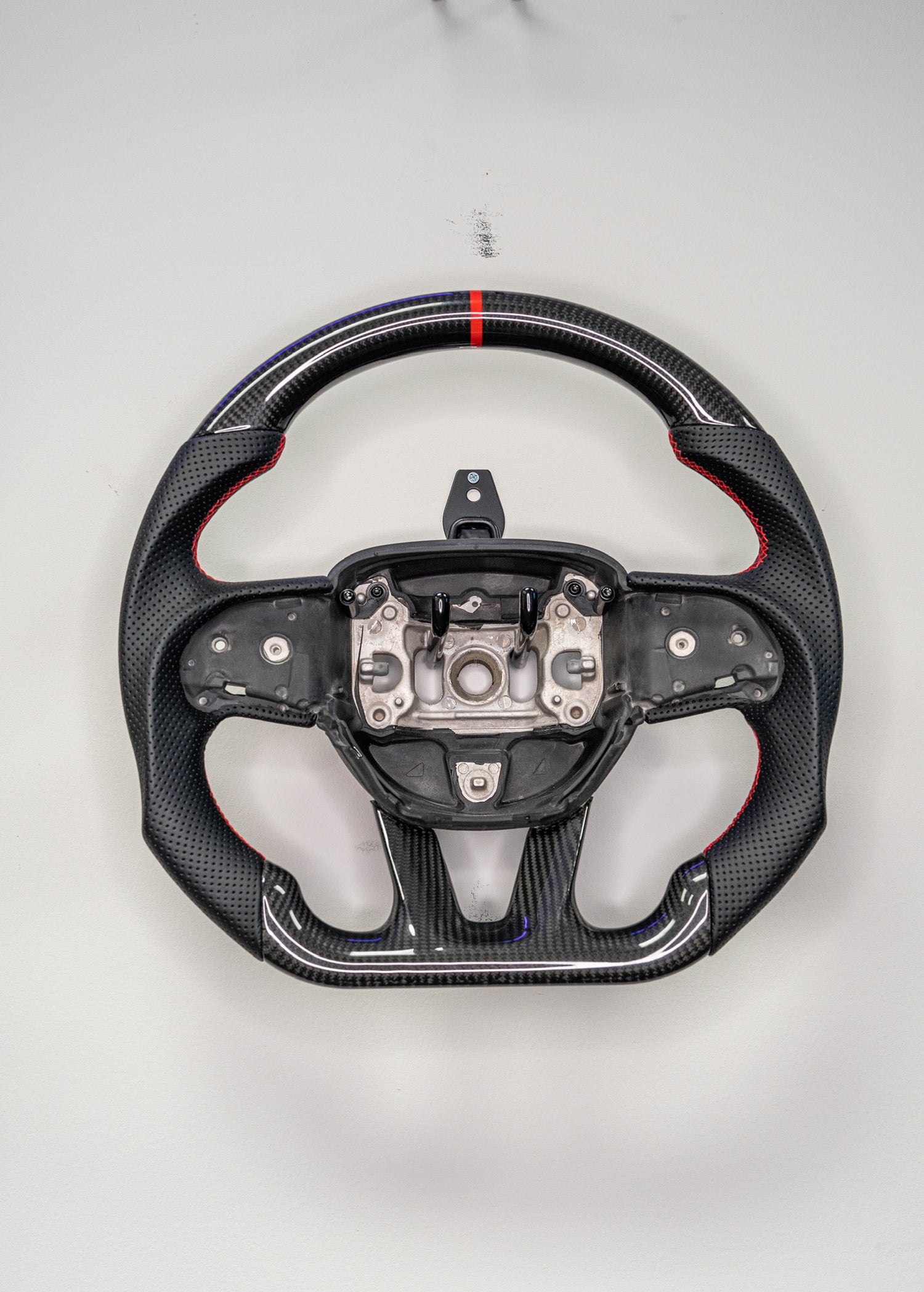 Dodge Charger/Challenger Carbon Fiber Steering Wheel (2015–2024) — In Stock, Red Stitching