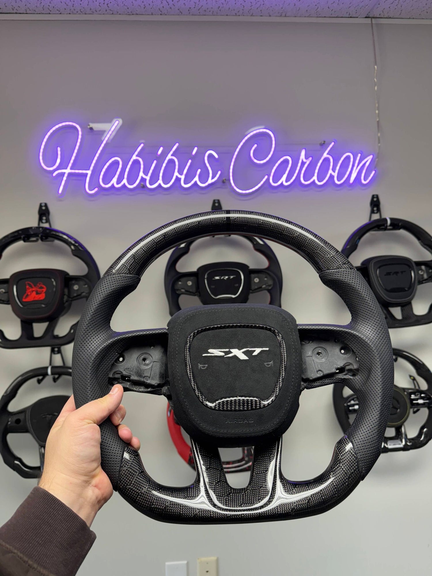 Custom Dodge Charger/Challenger Carbon Fiber Steering Wheel (2015–2024) — Made to Order