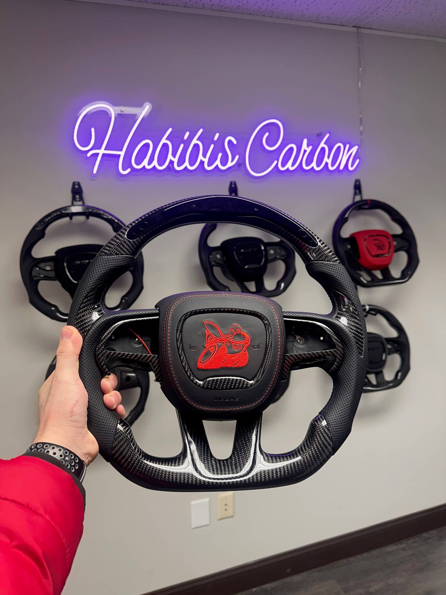 Custom Dodge Charger/Challenger Carbon Fiber Steering Wheel (2015–2024) — Made to Order