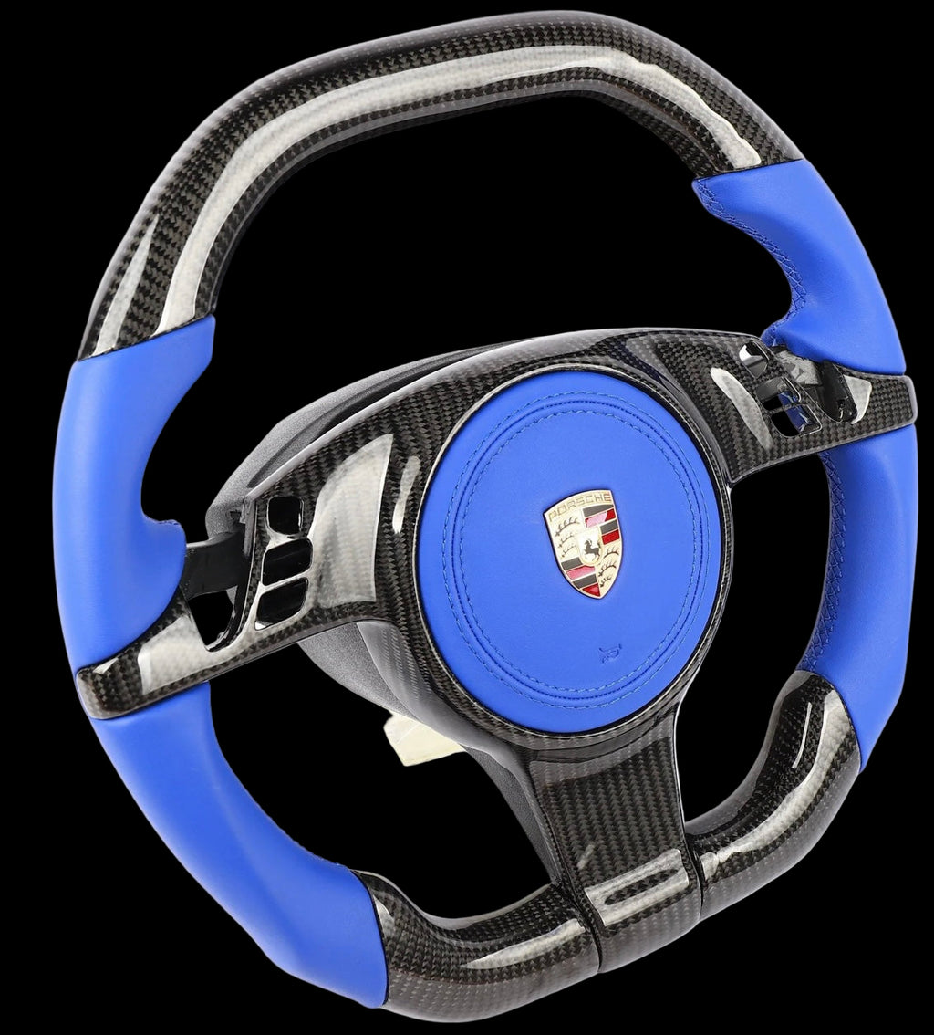 Porsche 911, Cayman, and Panamera Custom Carbon Fiber Steering Wheel for 2009+