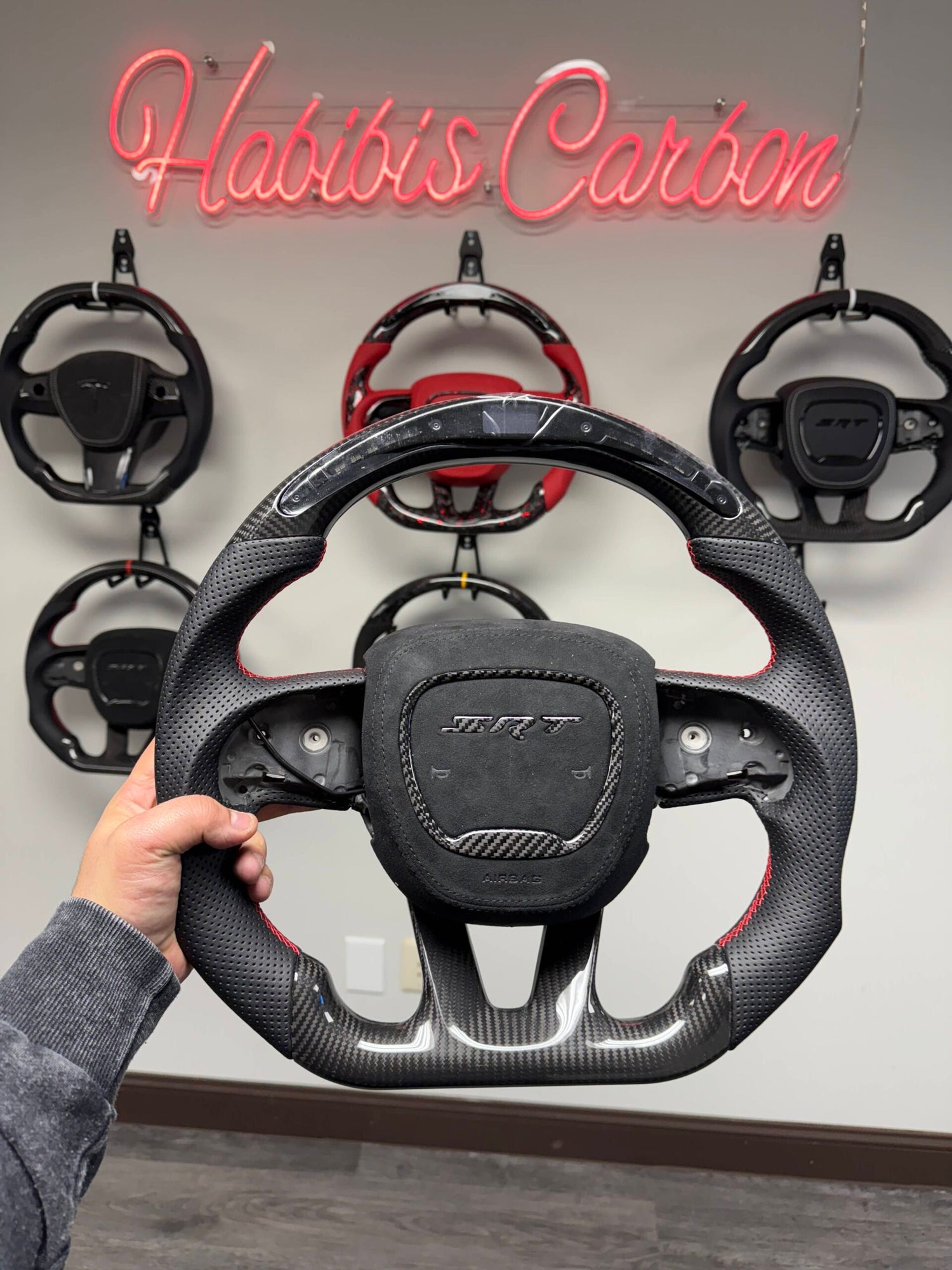 Custom Dodge Charger/Challenger Carbon Fiber Steering Wheel (2015–2024) — Made to Order
