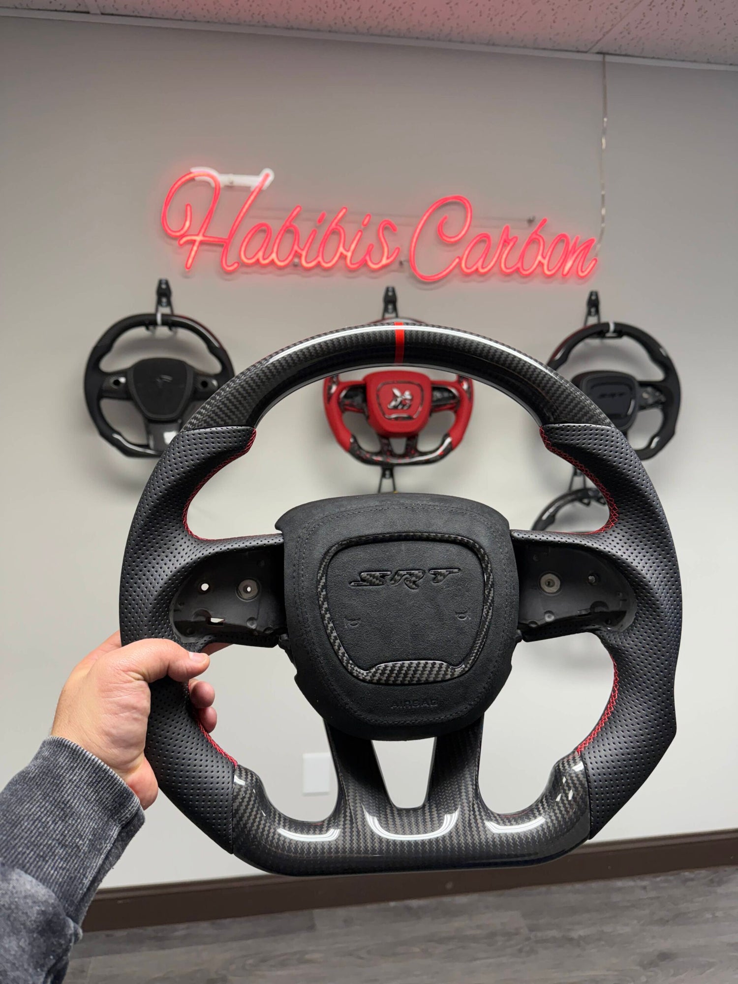 Custom Dodge Charger/Challenger Carbon Fiber Steering Wheel (2015–2024) — Made to Order