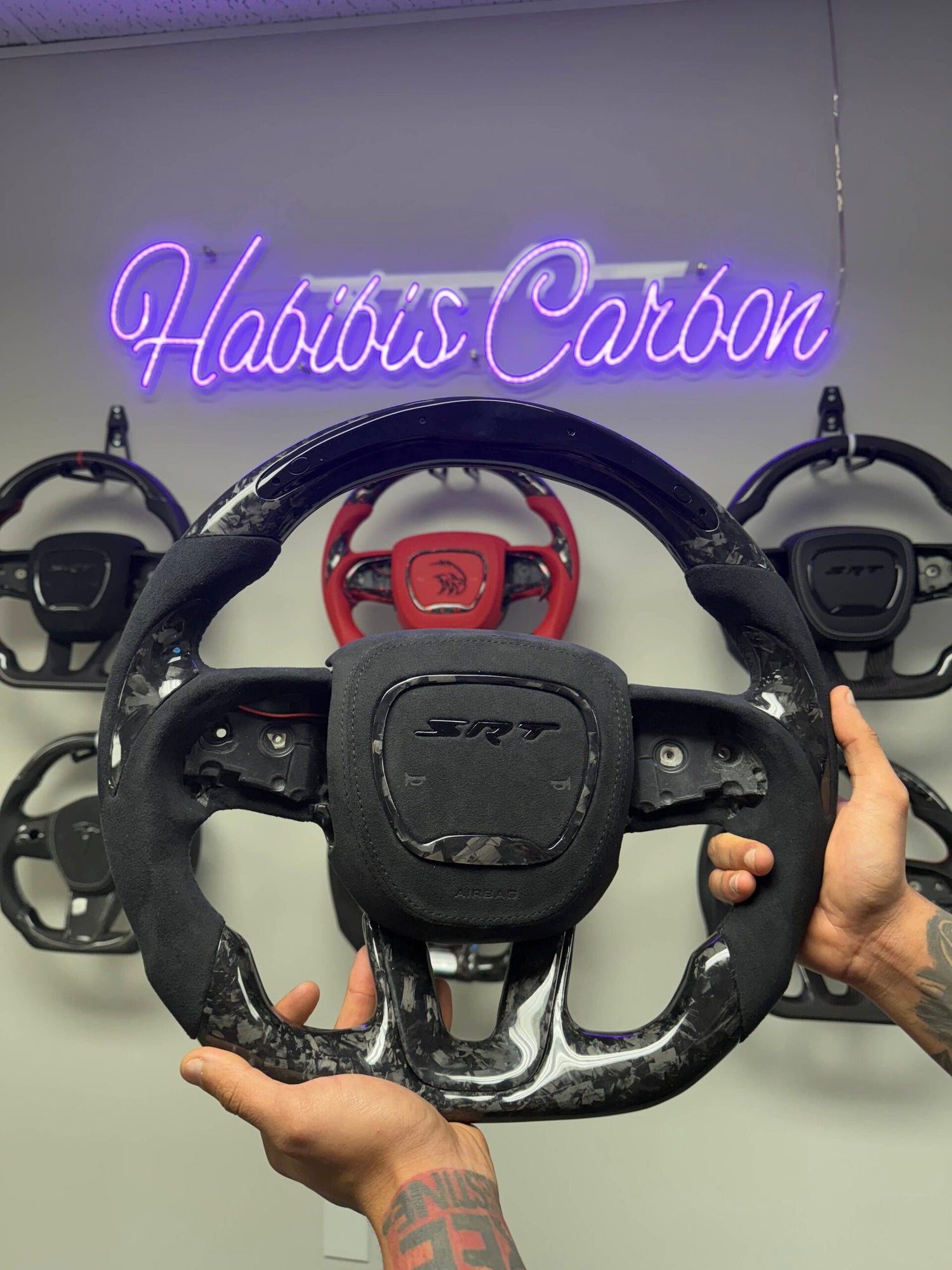 Custom Dodge Charger/Challenger Carbon Fiber Steering Wheel (2015–2024) — Made to Order