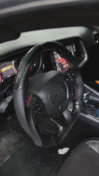 Dodge Charger/Challenger Carbon Fiber Steering Wheel (2015–2024) — In Stock, Red Stitching